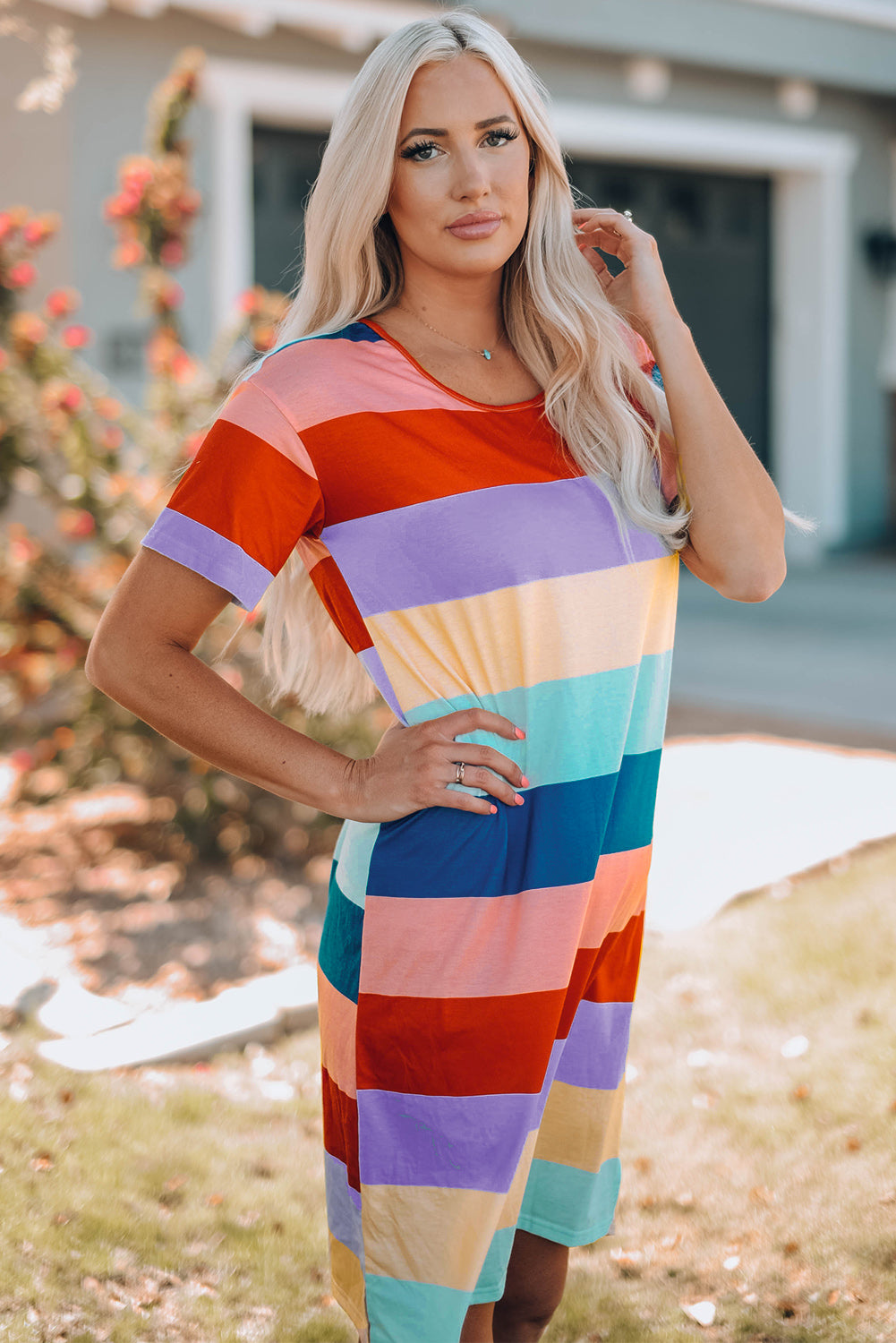 Color Block Side Slit Mini Dress