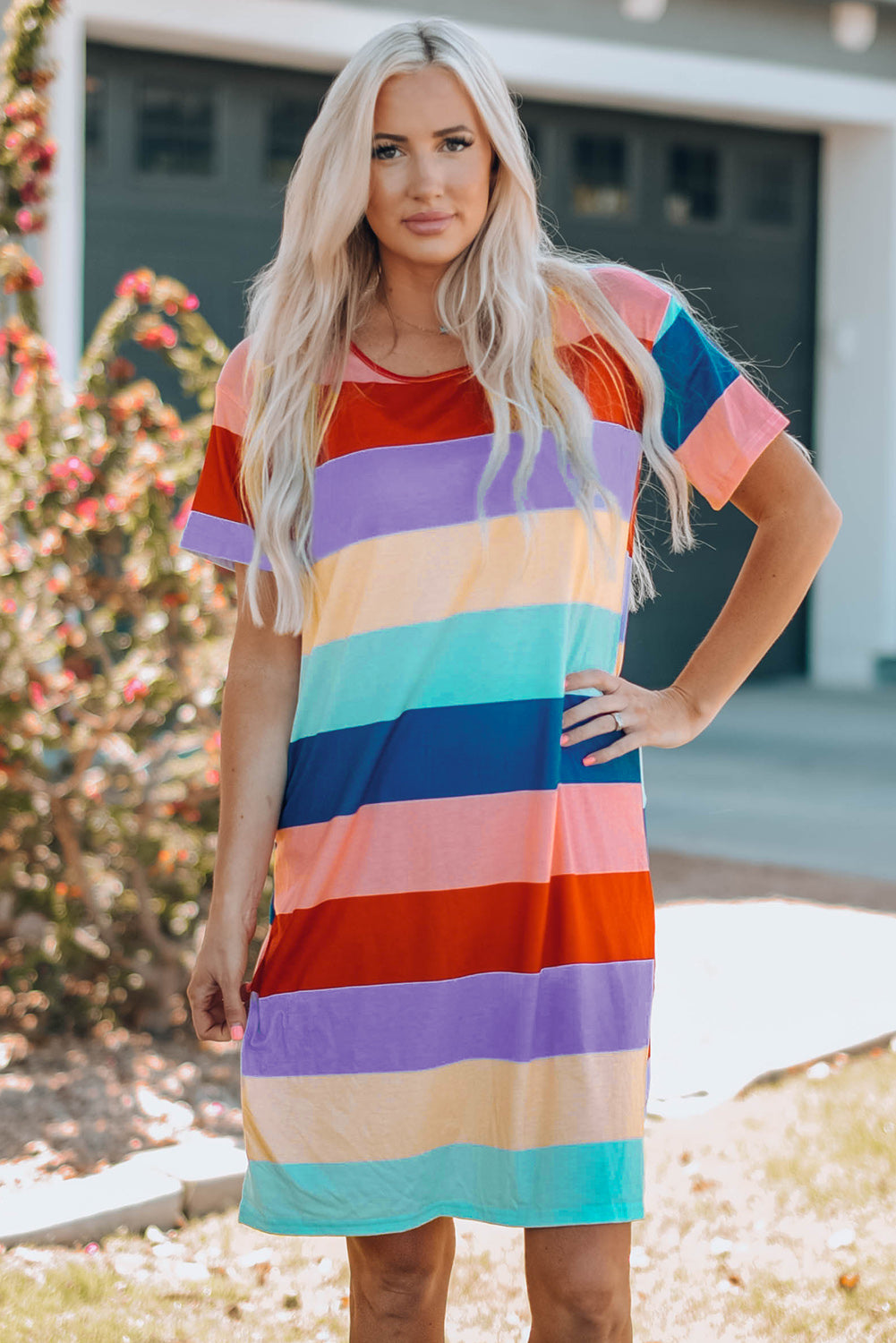 Color Block Side Slit Mini Dress