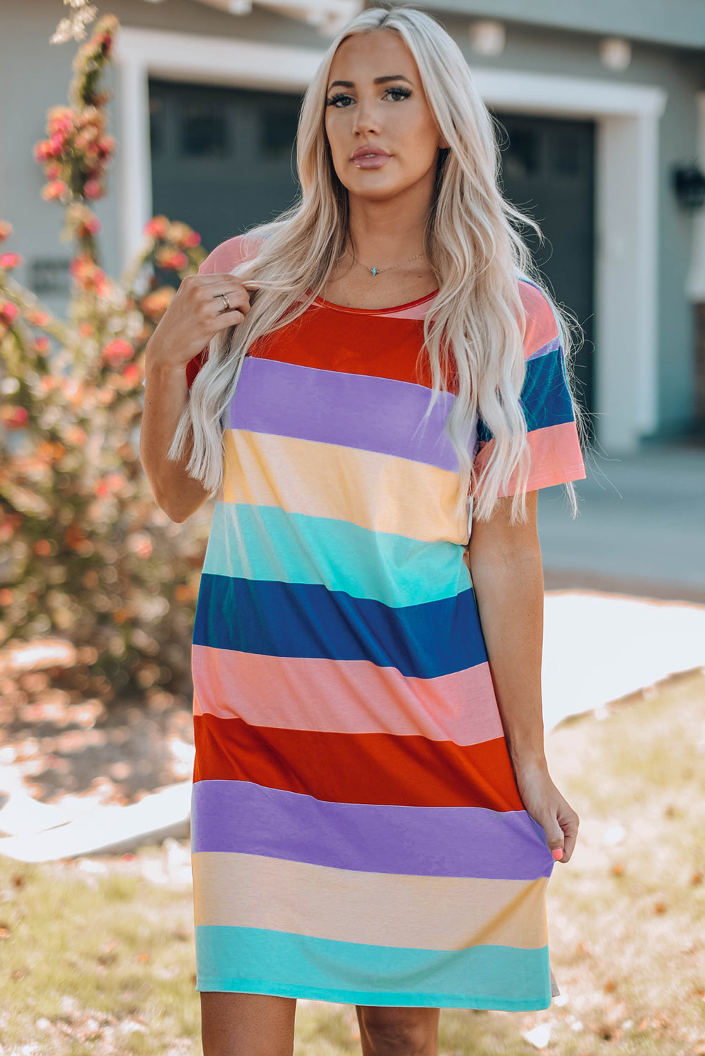 Color Block Side Slit Mini Dress